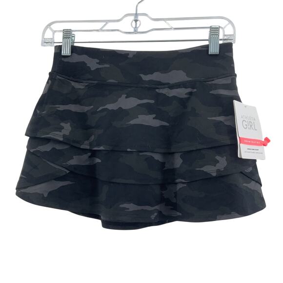 NWT Athleta Grey/Black Girls Tiered Camo Athletic Swing Skort Polyester Size L - Picture 1 of 6